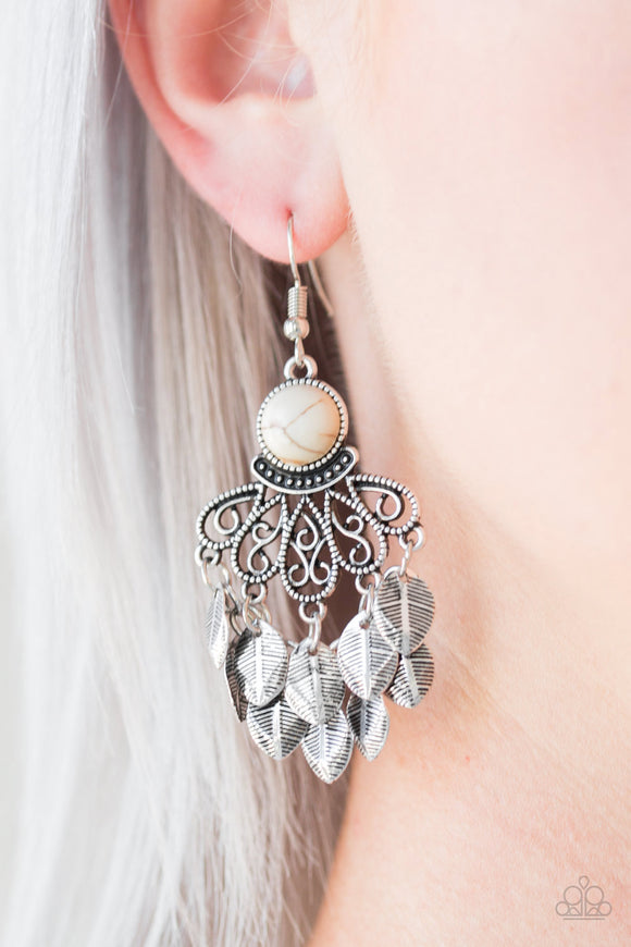 Paparazzi - A Bit On The Wildside - White Earrings