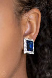 Paparazzi - Crowned Couture - Blue Clip-On Earrings