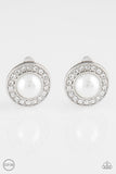 Paparazzi - Definitely Dapper - White Clip-On Earrings
