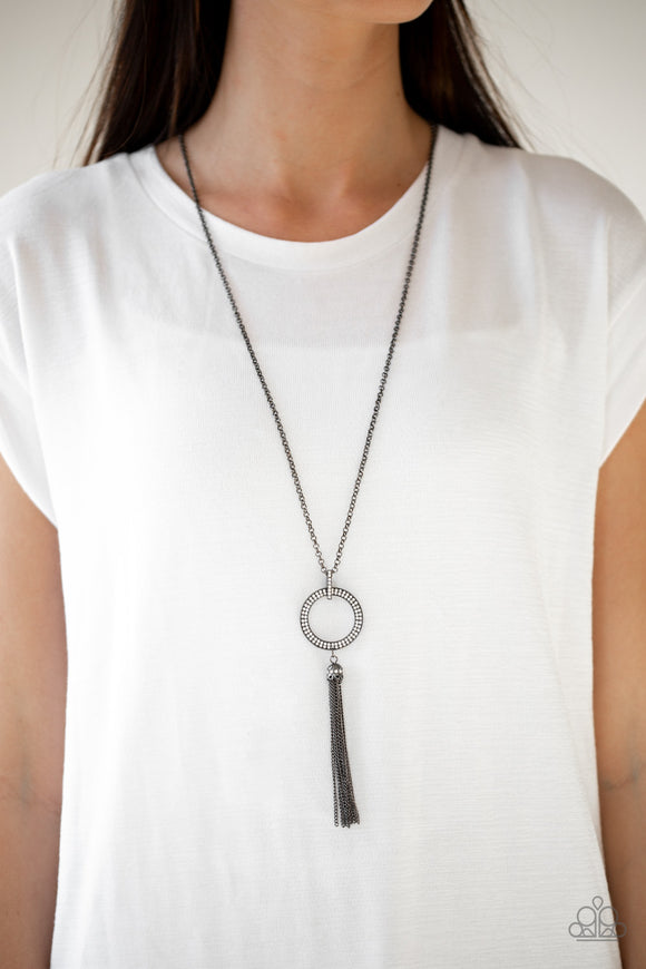 Paparazzi - Straight To The Top - Black Long Necklace