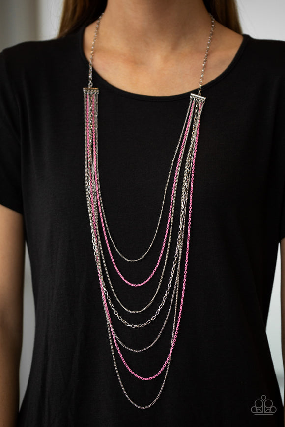 Paparazzi - Radical Rainbows - Pink Chain Link Necklace