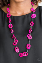 Paparazzi - Waikiki Winds - Pink Wooden Necklace