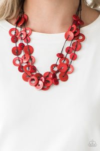 Paparazzi - Wonderfully Walla Walla - Red Wooden Necklace