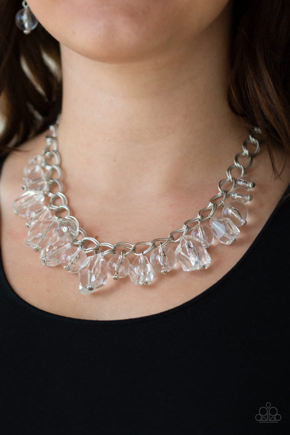 Paparazzi - Gorgeously Globetrotter - White Acrylic Necklace