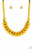 Paparazzi - Caribbean Cover Girl - Yellow Wooden Necklace