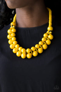 Paparazzi - Caribbean Cover Girl - Yellow Wooden Necklace