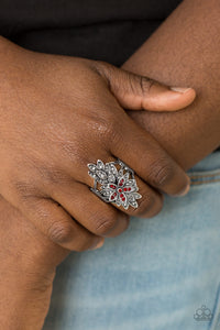 Paparazzi - Formal Floral - Red Ring