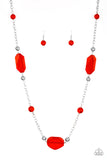 Paparazzi Accessories - Crystal Charm - Long Red Necklace - Travona's Dazzling Jewels