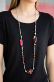 Paparazzi Accessories - Crystal Charm - Long Red Necklace - Travona's Dazzling Jewels