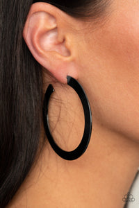 Paparazzi Accessories - The Inside Track - Black Hoops Earrings - Travona's Dazzling Jewels