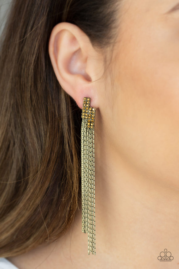 Paparazzi - Radio Waves - Brass Earrings