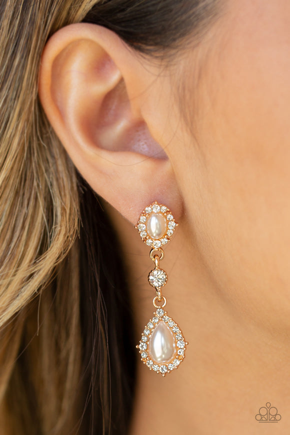 Paparazzi - All-GLOWING - Gold & Pearl Earrings