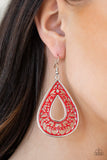 Paparazzi - Drop Anchor - Red Earrings