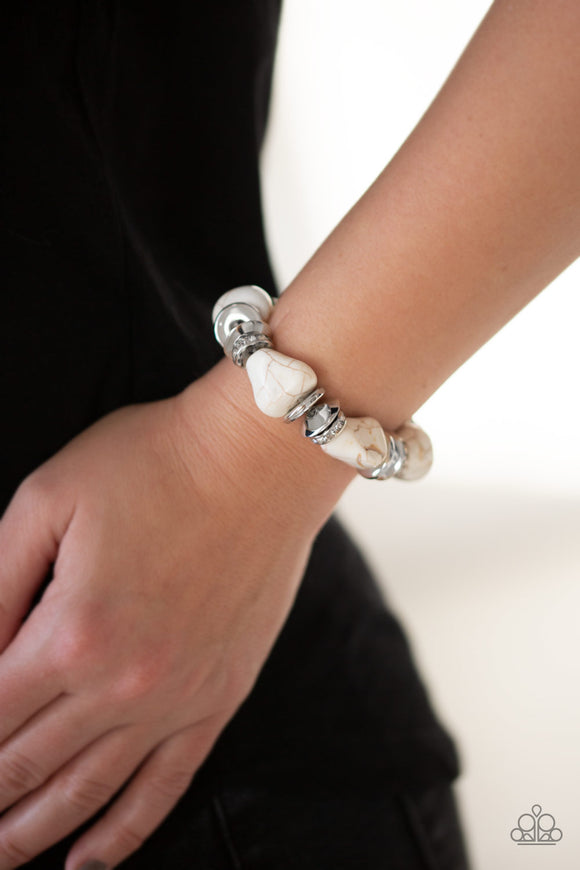 Paparazzi - Stone Age Stunner - White Bracelet