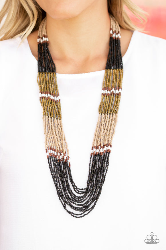 Paparazzi - Rio Roamer -  Black/Copper Seed Bead Necklace