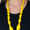 Paparazzi Accessories - Summer Breezin - Yellow Wooden Necklace - Travona's Dazzling Jewels