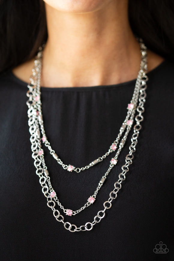 Paparazzi - Metro Mixer - Pink Necklace