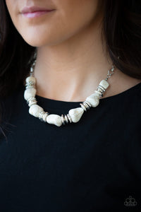 Paparazzi - Stunningly Stone Age - White Necklace