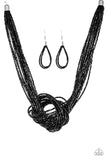 Paparazzi - Knotted Knockout - Black Necklace