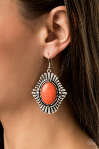 Paparazzi - Easy As PIONEER - Orange Earrings