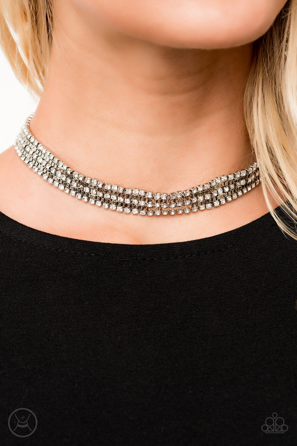 Paparazzi - Full REIGN - White Choker Necklace