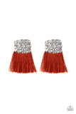 Paparazzi - Plume Bloom - Orange Fringe Earrings