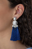 Paparazzi - Taj Mahal Tourist - Blue Fringe Earrings