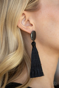 Paparazzi Accessories - Va Va PLUME - Black Earrings - Travona's Dazzling Jewels