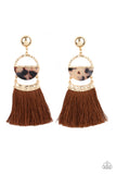 Paparazzi - Tassel Trot - Brown Earrings