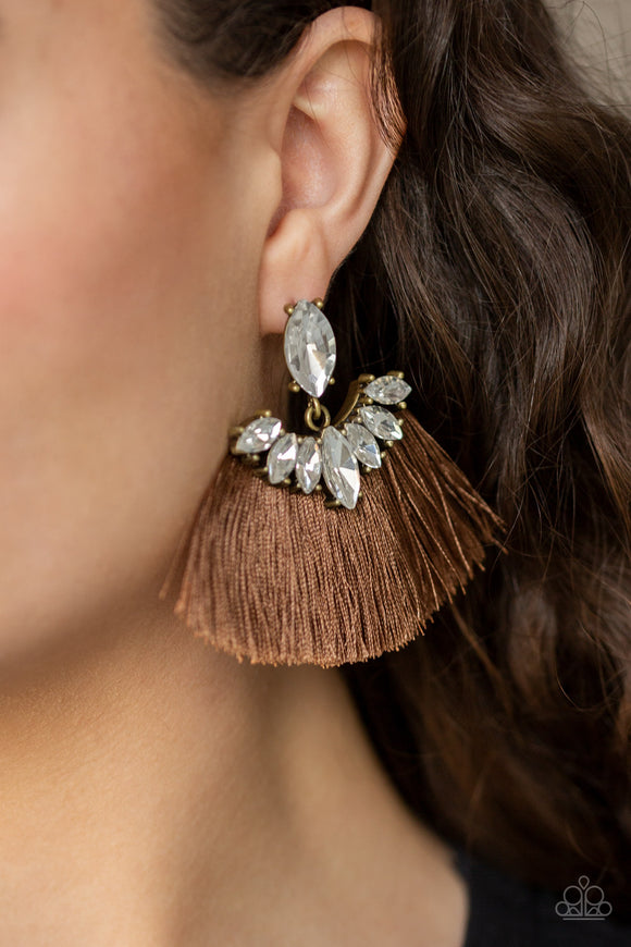 Paparazzi - Formal Flair - Brown Earrings