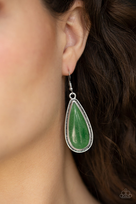 Paparazzi - Oasis Sheen - Green Earrings