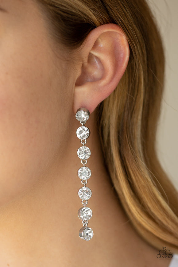 Paparazzi - Dazzling Debonair - White Rhinestone Earrings