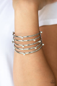 Paparazzi - Sugarlicious Sparkle - White Cuff Bracelet 