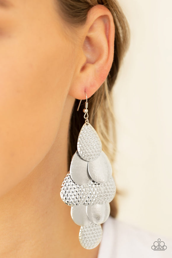 Paparazzi Accessories - Chime Time - Silver Earrings - Travona's Dazzling Jewels