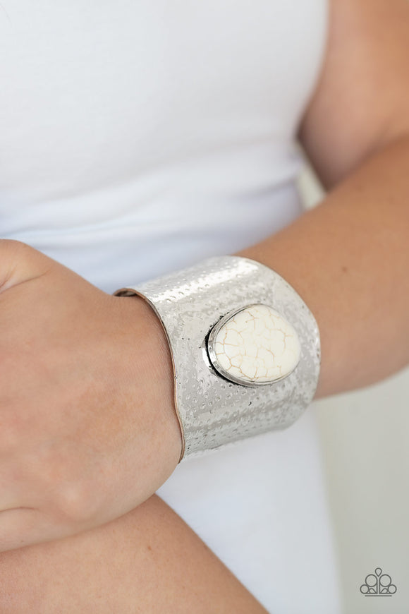 Paparazzi - Casual Canyoneer - White Cuff Bracelet