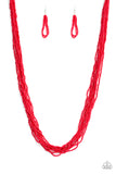 Paparazzi - Congo Colada - Red Seed Bead Necklace