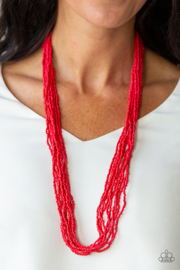 Paparazzi - Congo Colada - Red Seed Bead Necklace