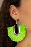 Paparazzi - Tassel Tropicana - Green Earrings