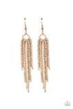 Paparazzi Accessories - Singing in the REIGN - Gold Earrings - Travona's Dazzling Jewels