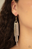 Paparazzi Accessories - Singing in the REIGN - Gold Earrings - Travona's Dazzling Jewels