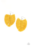 Paparazzi - Knotted Native - Yellow Fringe Earrings