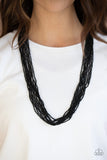 Paparazzi - Congo Colada - Black Seed Bead Necklace