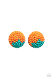 Paparazzi - As Happy As Can BEAD - Orange Stud Earrings