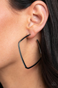 Paparazzi Accessories - Brazen Beauty - Black Hoop Earrings - Travona's Dazzling Jewels