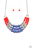 Paparazzi Accessories - Dream Pop - Red, Silver, and Blue Necklace - Travona's Dazzling Jewels