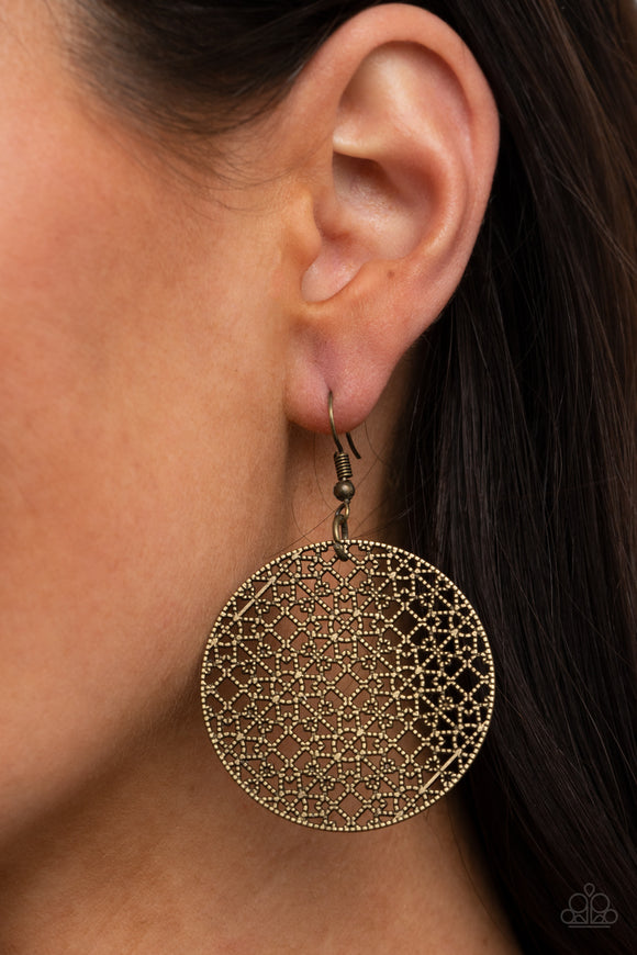 Paparazzi - Metallic Mosaic - Brass Earrings