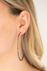 Paparazzi Accessories - Perfect Shine - Black Hoop Earrings - Travona's Dazzling Jewels