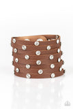 Paparazzi Accessories - Sass Squad - Brown Leather Bracelet - Travona's Dazzling Jewels