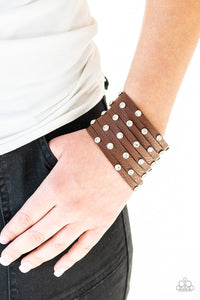 Paparazzi Accessories - Sass Squad - Brown Leather Bracelet - Travona's Dazzling Jewels