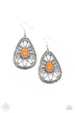 Paparazzi - Floral Frill - Orange Earrings